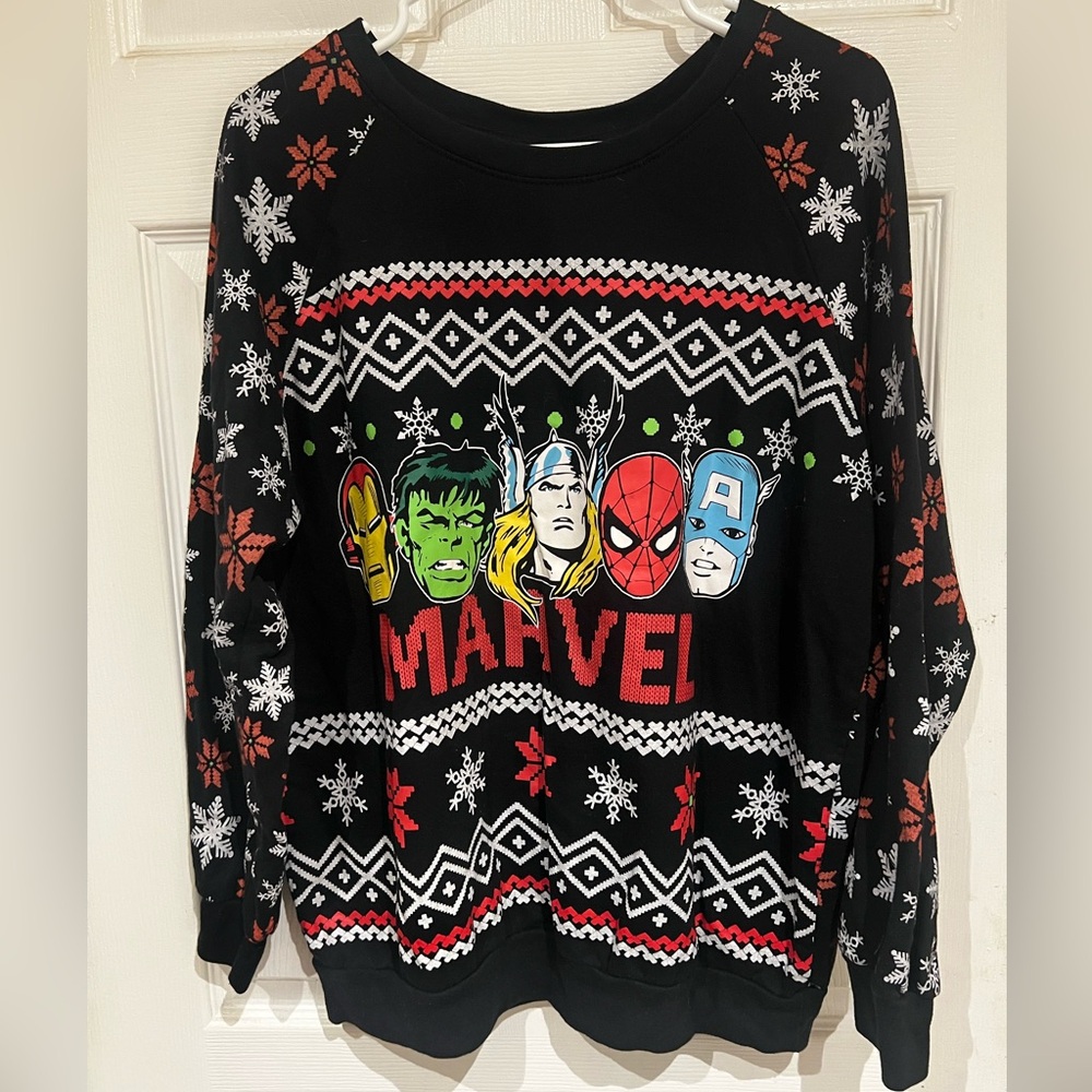 Marvel Men’s Black Holiday Crewneck Sweater